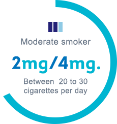 Moderate smoker, 2mg/4mg, between 20 to 30 cigarettes per day